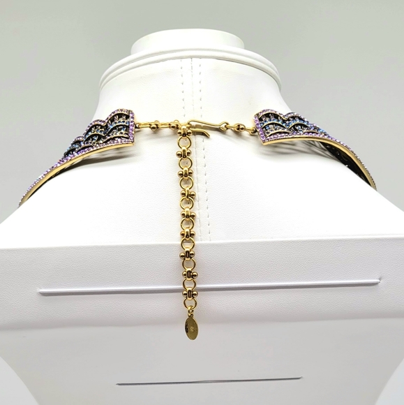 Heidi Daus Amethyst Swarovski Crystal Angel Wing Collar Statement NECKLACE ONLY - Picture 9 of 12
